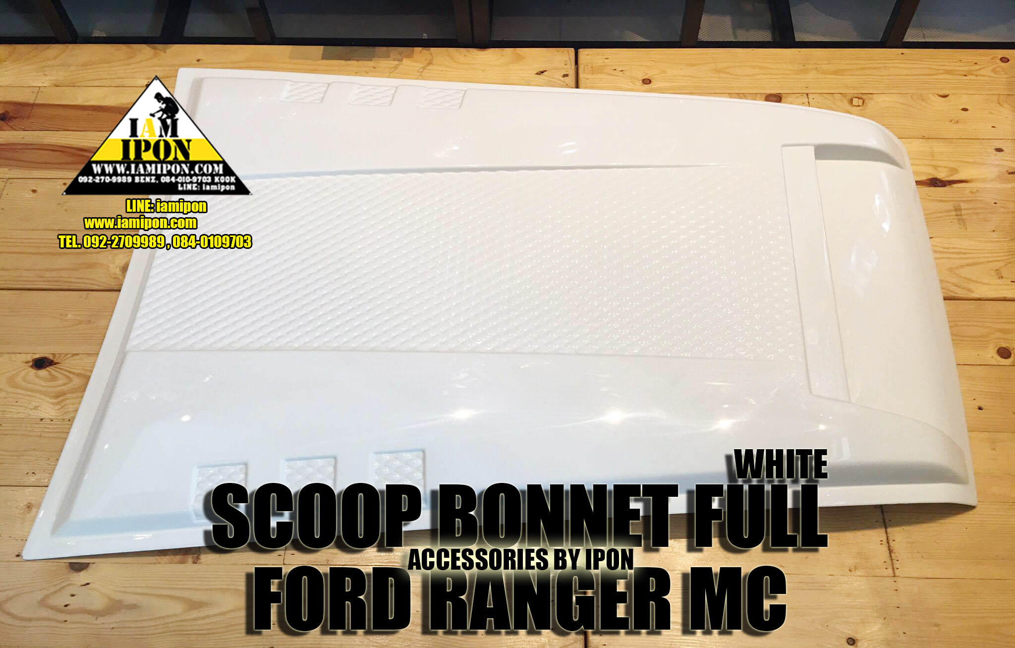 SCOOP BONNET FULL FORD RANGER MC 2015 WHITE สกู๊ปหลอกสีขาวแบบเต็มฟอร์ดเอ็มซี 2015