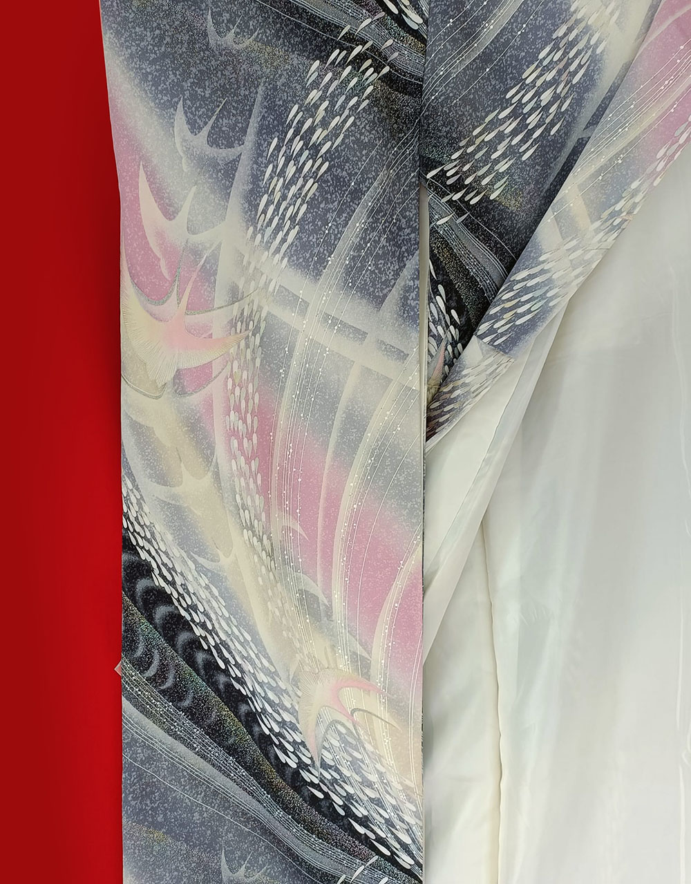 furisode kimono ดำ-เทา-ชมพู002