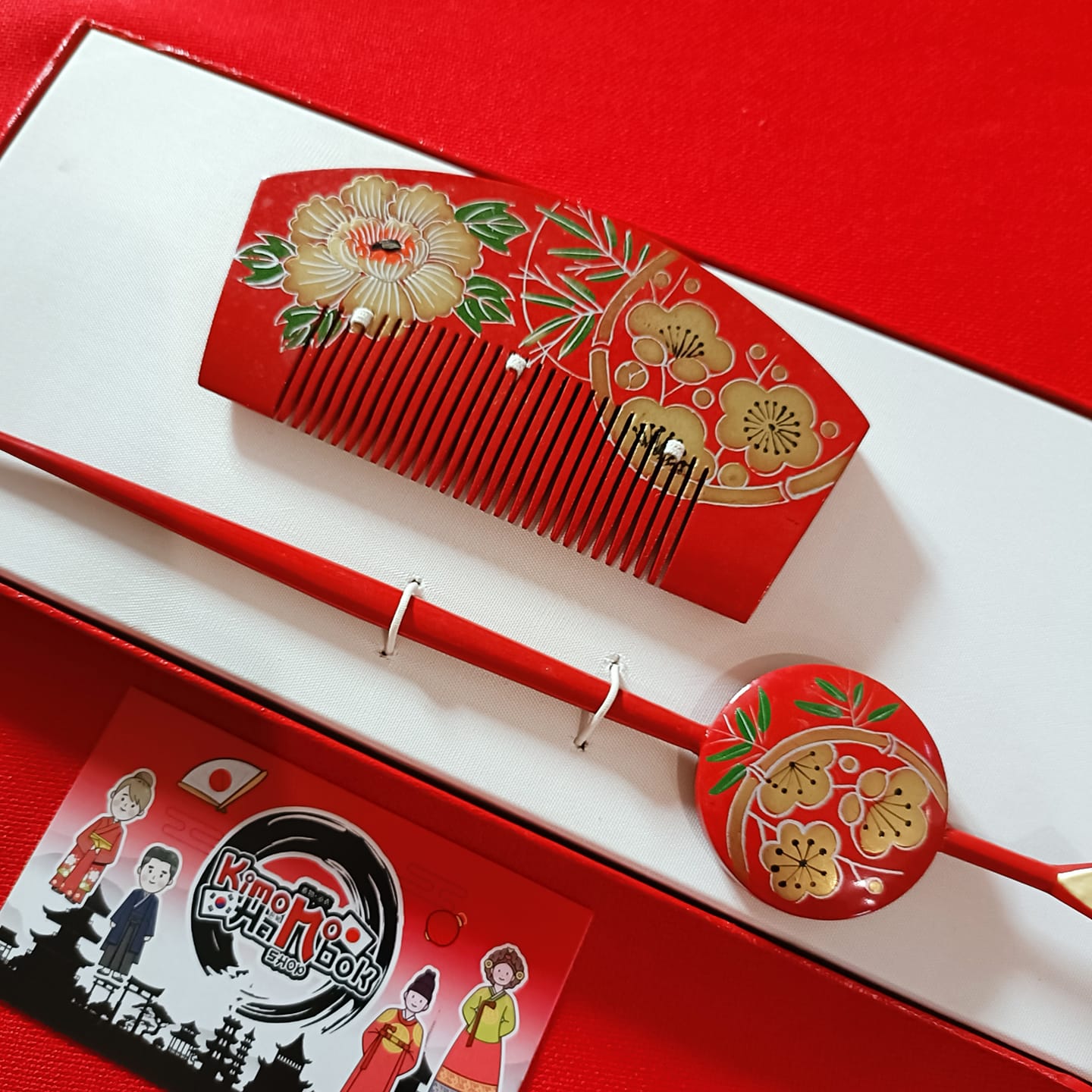 ชุดปิ่นไม้โทนสีแดงคู่PINW20017