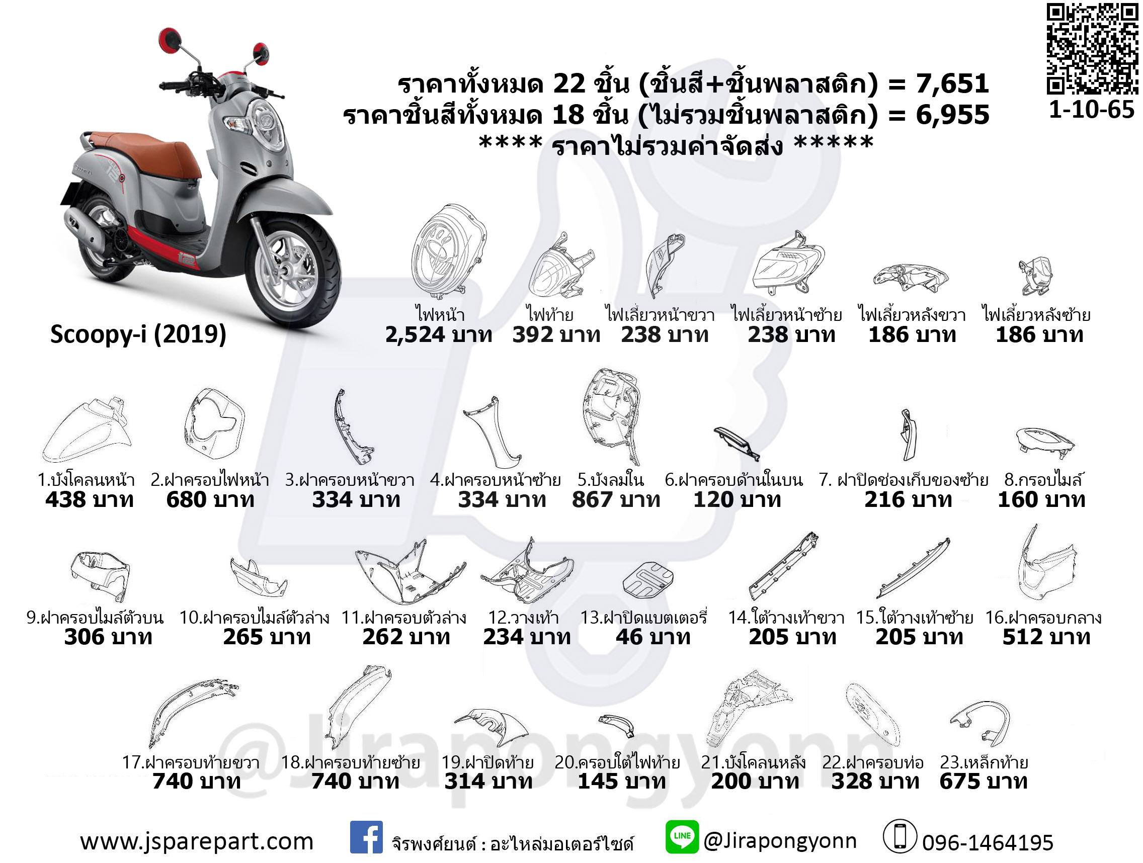 Honda ชุดสี Scoopy-i ปี 2019 แท้ ศูนย์ ชุด 22 ชิ้น Scoopy-i