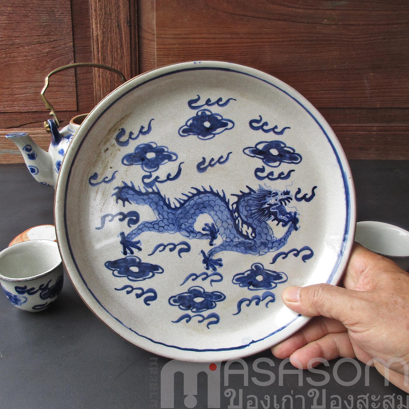 ชุดน้ำชาลายครามจีนของเก่า