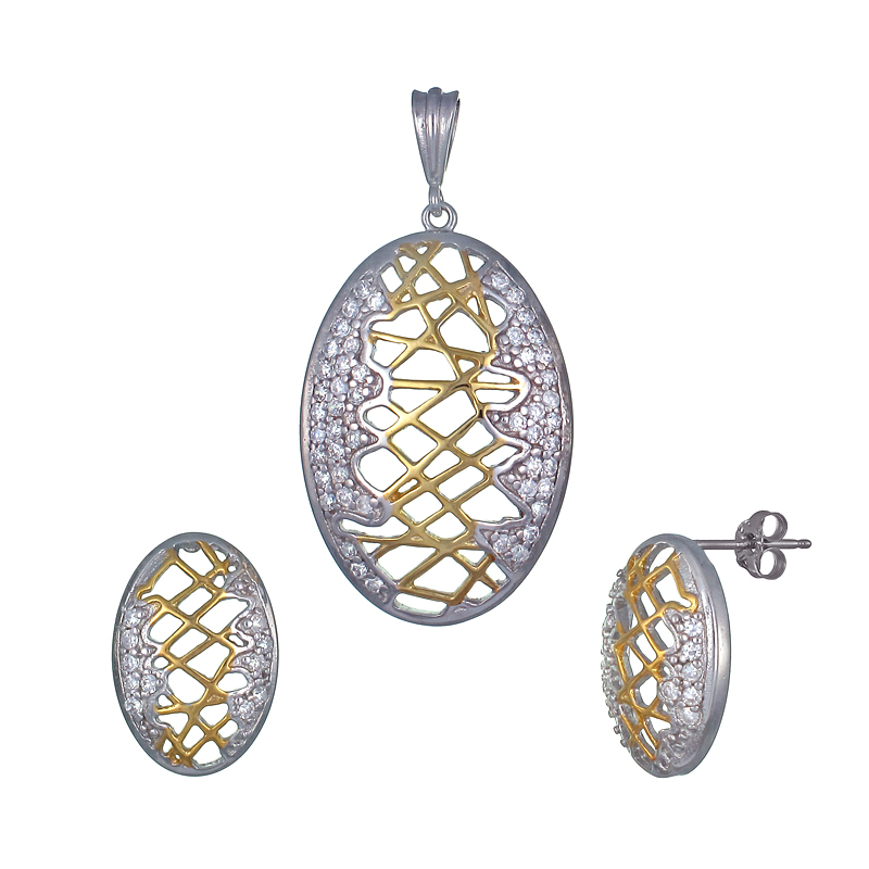 ต่างหูพร้อมจี้ ( ชุบทอง ) = Earring with Pendant ( Gold )