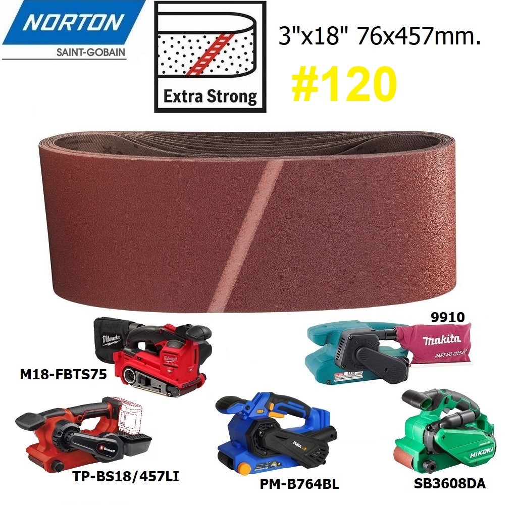 ผ้าทรายสายพาน3"x18" #120 NORTON