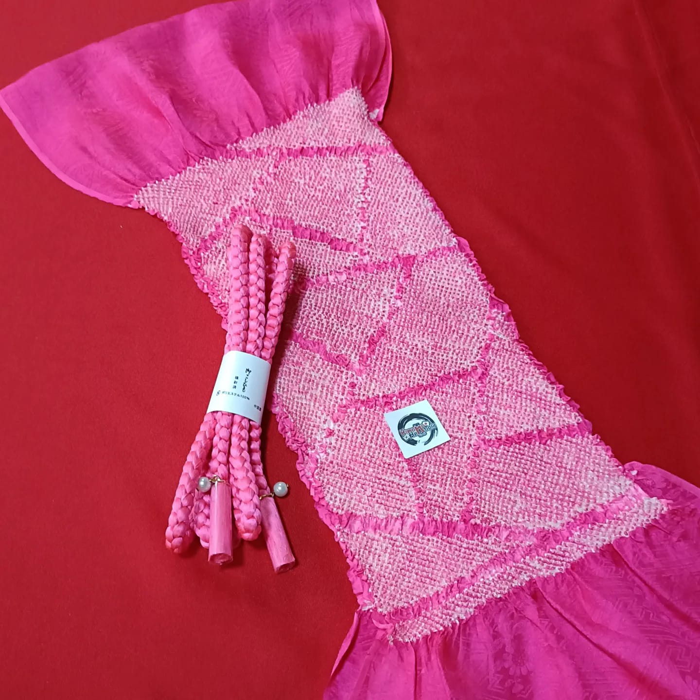 setผ้าชิโบริ+เชื่อกประดับโอบิ ชมพูเข้ม02