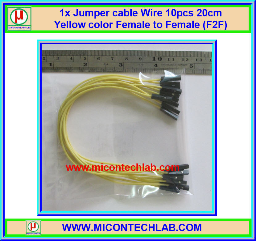 1x Jumper (F2F) cable Wire 10pcs 20cm Yellow color Female to Female (F2F)