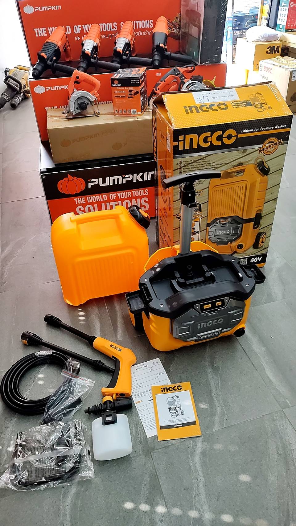 INGCO เครื่องฉีดน้ำแรงดันสูง80บาร์ 40V CPWLI4006 (ไม่รวมแบต ไม่รวมแท่นชาร์จ)