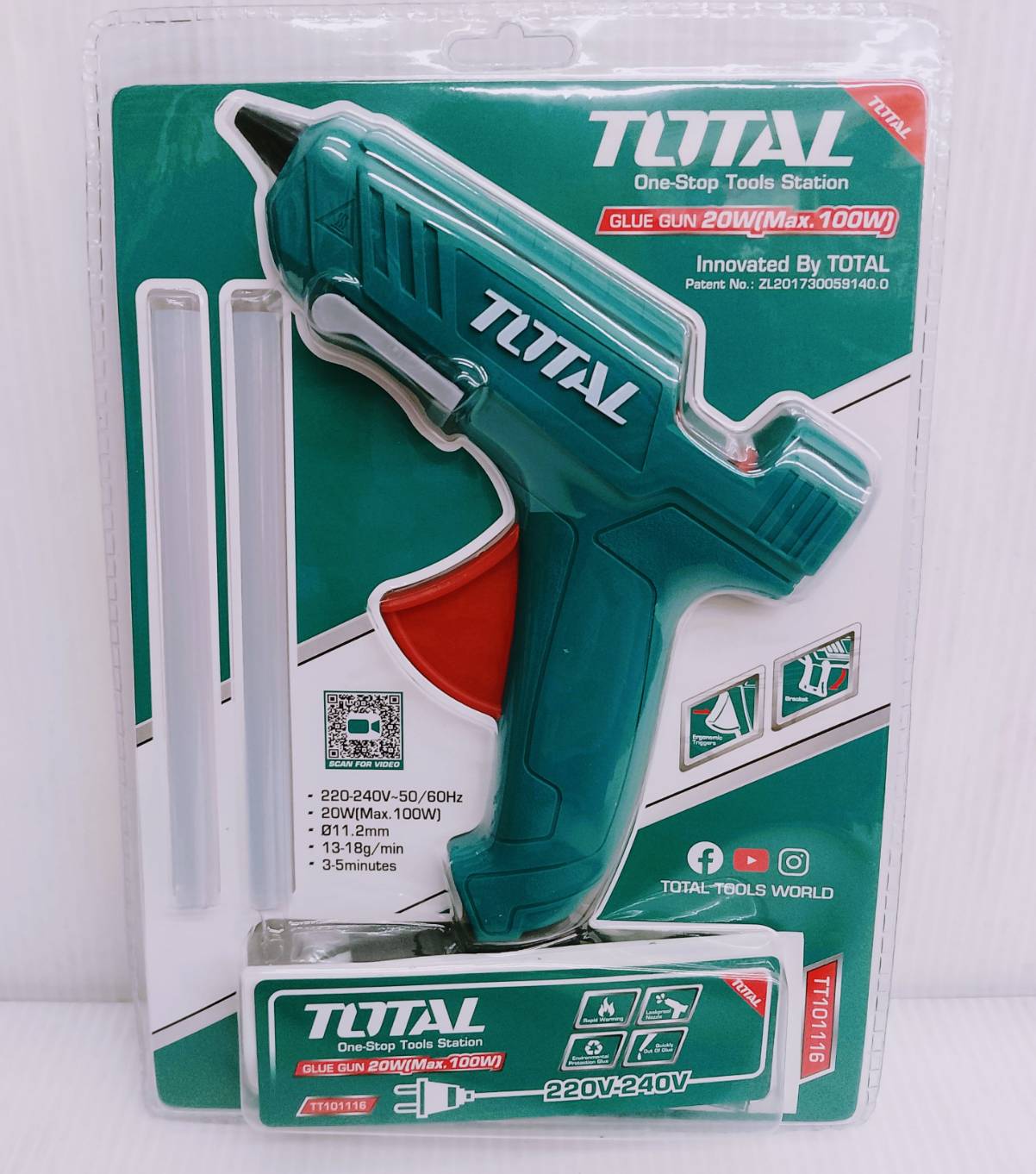 ปืนกาวไฟฟ้า ปืนกาว ปืนยิงกาว 100 วัตต์ TT101116 TOTAL