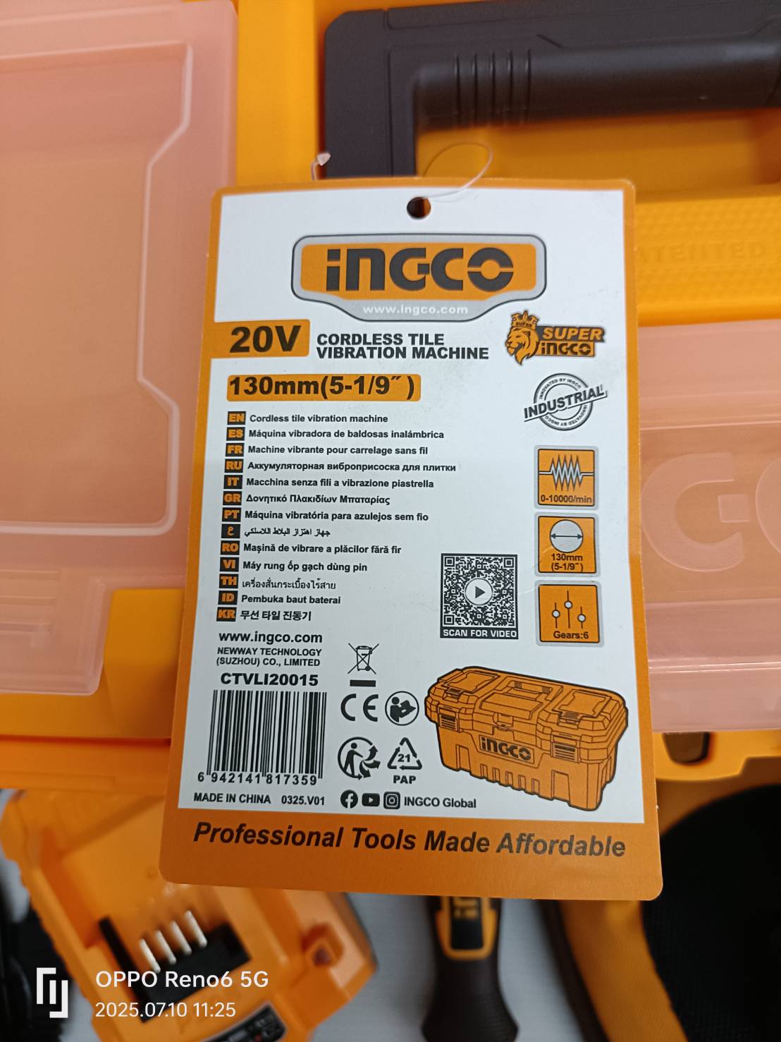 INGCO เครื่องดูดสั่นกระเบื้อง20V CTVLI20015 ครบชุดพร้อมกล่อง