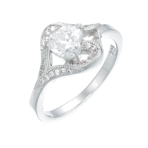 แหวนเงินแท้925เพรชประดับเพรชแท้สวิส เกรดดี น้ำใส