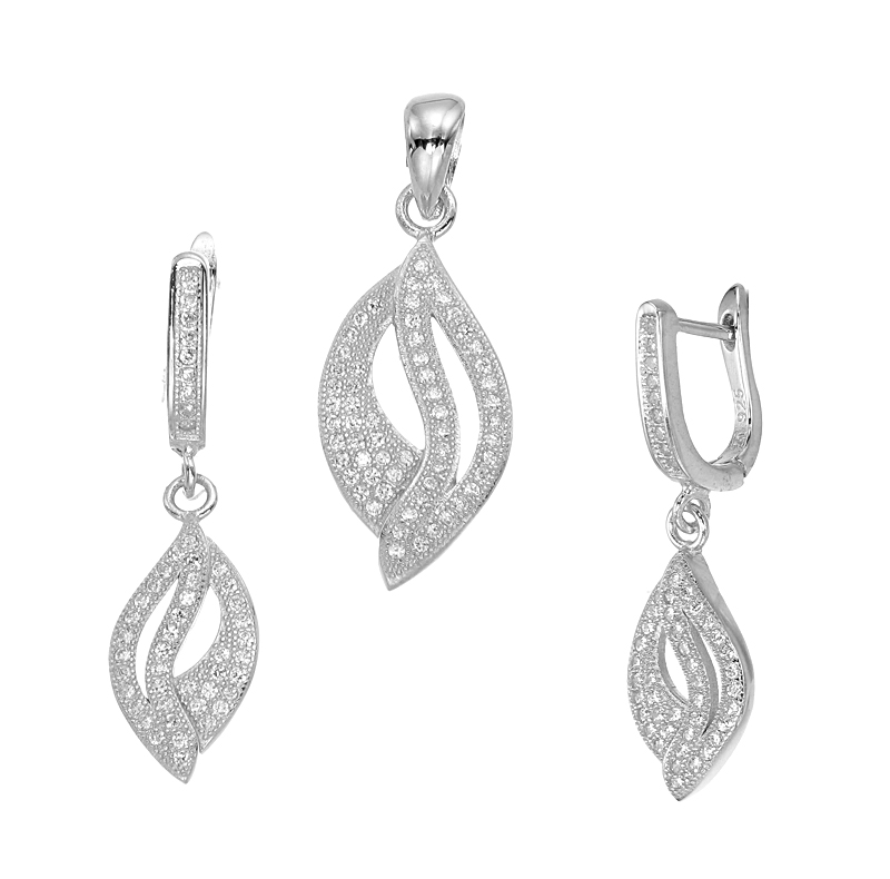 ต่างหูพร้อมจี้ ( เงิน ) = Earring with Pendant ( Silver )