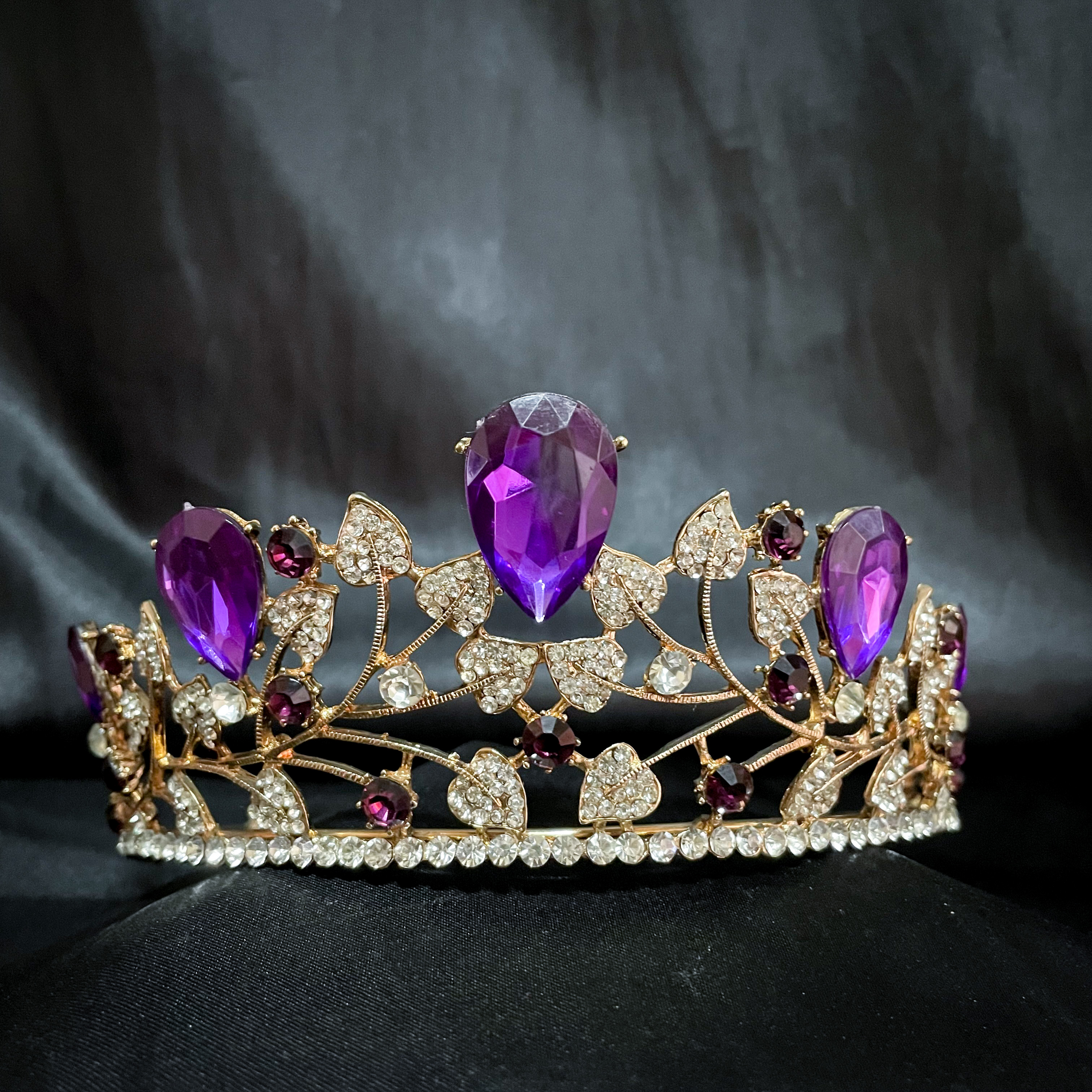 (พร้อมส่ง) เทียร่า 122 สีม่วง มงกุฎนางงาม มงกุฎเจ้าหญิง งานสวย ปราณีต QCเพชรทุกเม็ด สินค้าพร้อมส่งจากไทย