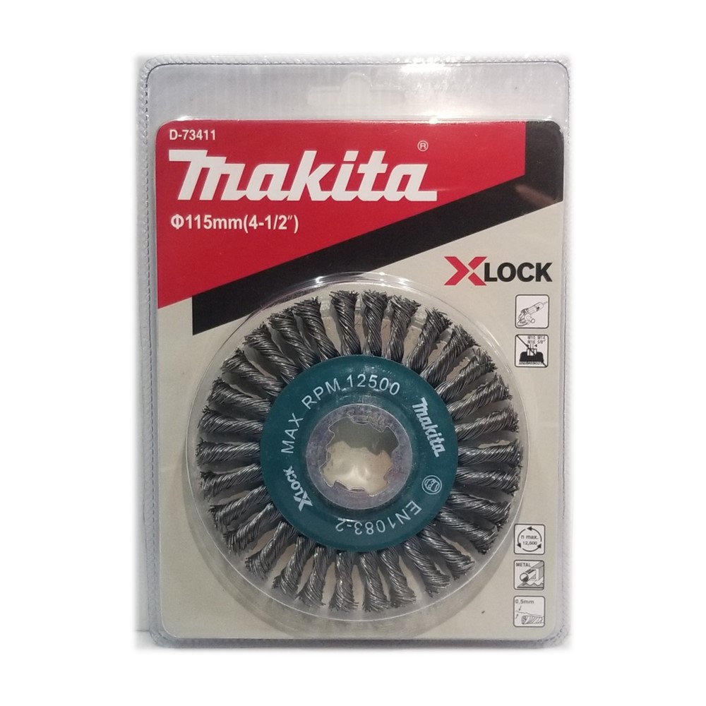 แปรงล้อลวดถักเกลียว115mm (4-1/2″) Steel 0.5mm MAKITA D-73411