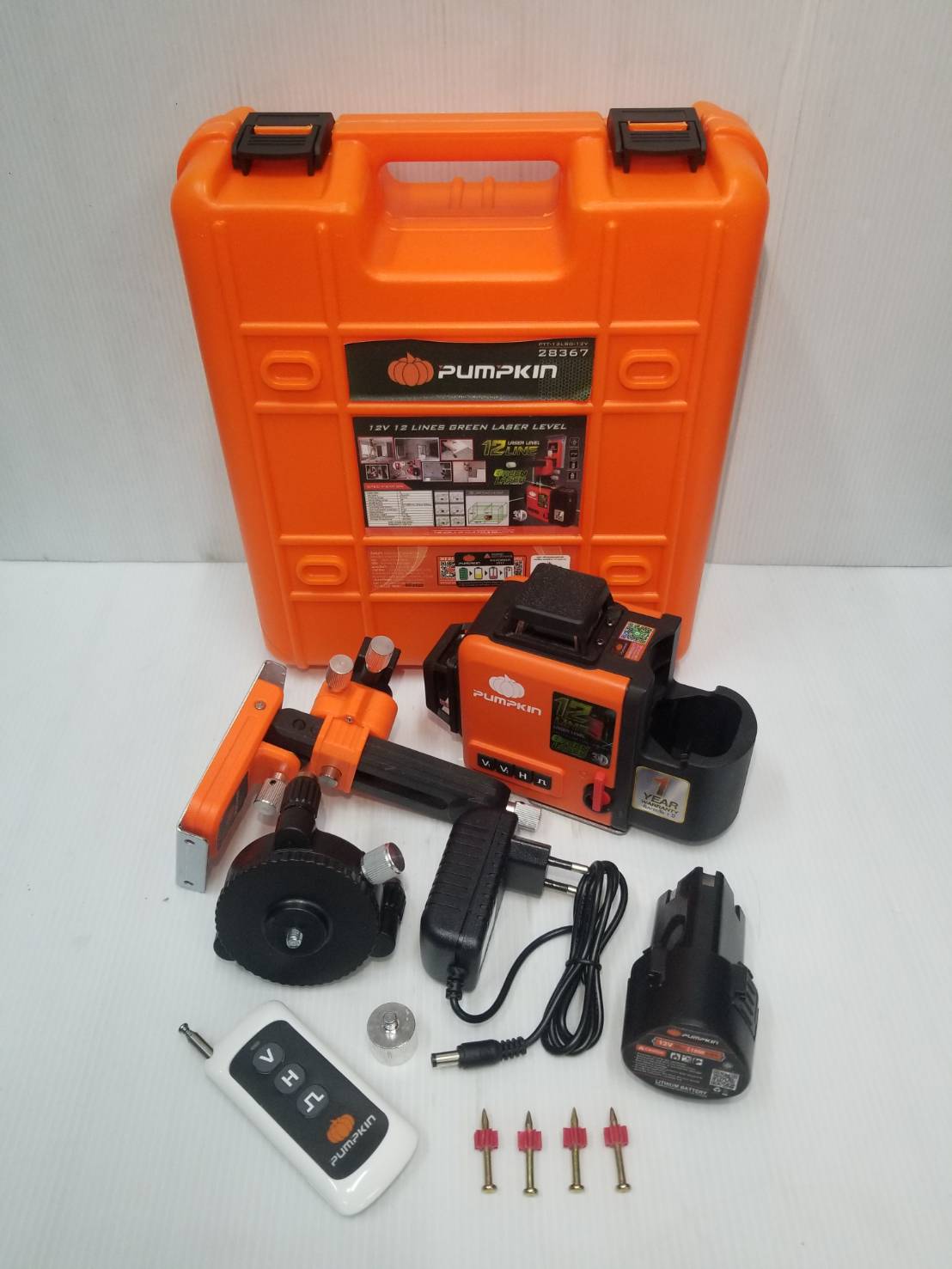 เลเซอร์12เส้น แสงเขียว PTT-12LSG-12V PUMPKIN #28367