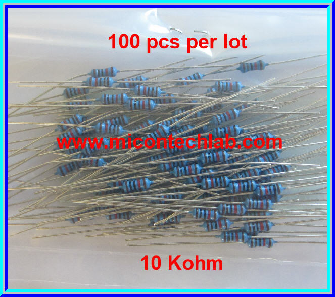 100x ตัวต้านทาน 10 Kohm 1/4 Watt 1% Metal film Resistor
