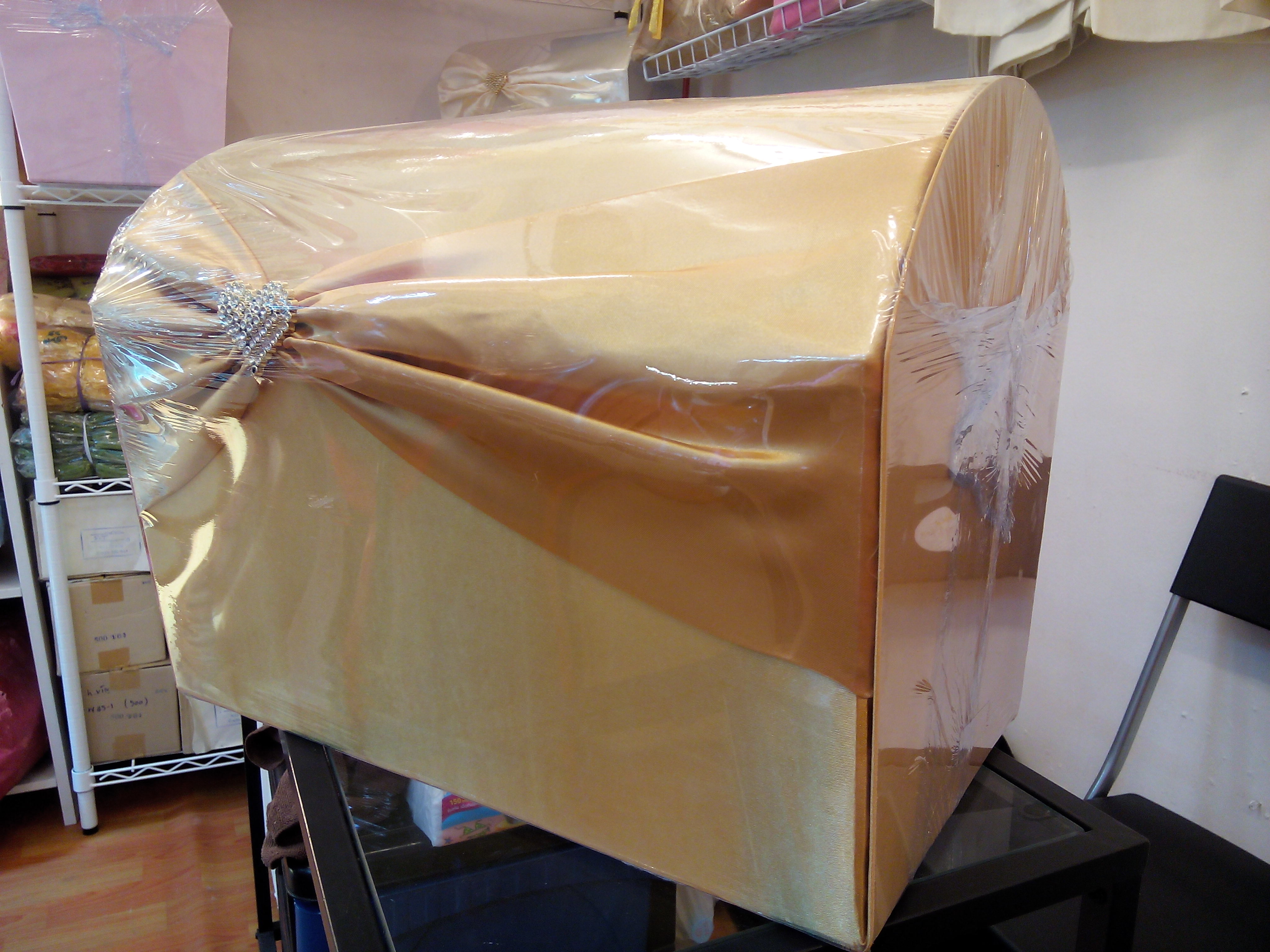 กล่องรับซองหีบสมบัติ หุ้มผ้าไหม ติดหัวใจเพชร