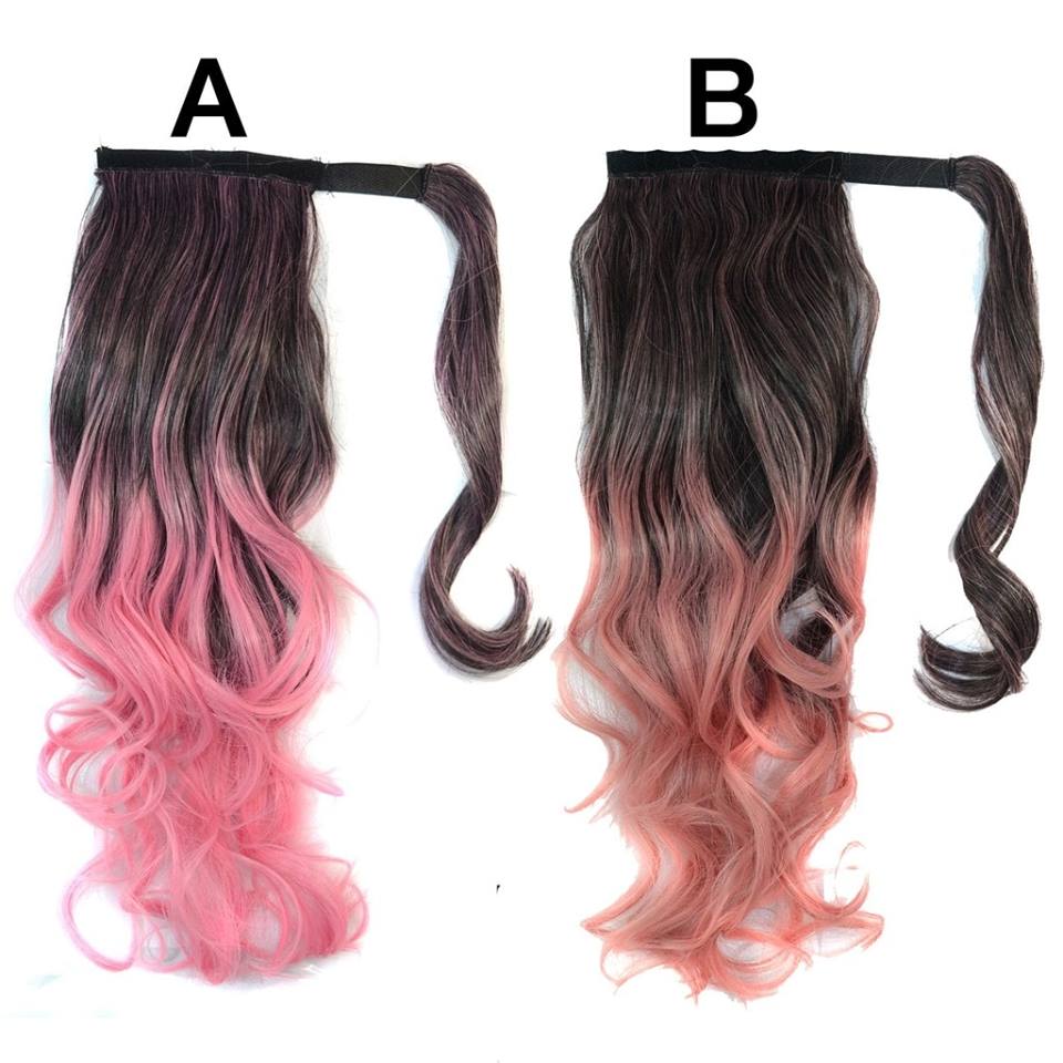 NEWK06 แฮร์พีช หางม้า ดัดลอน มีปอยผมมัด ไล่เฉดสีสุดพลัง สีสันสุดแสบ