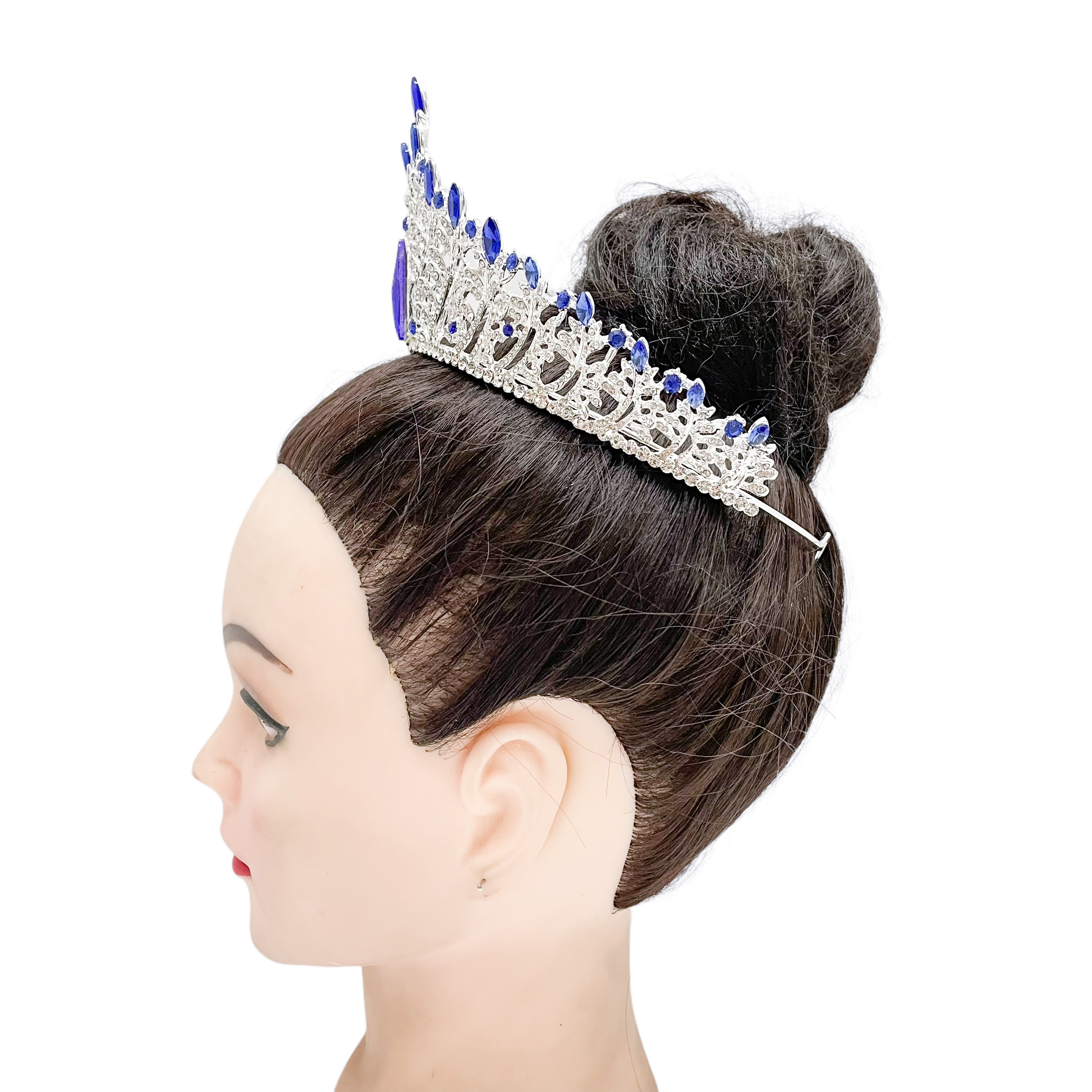 (พร้อมส่ง) เทียร่า 301 สีน้ำเงิน มงกุฎนางงาม งานสวย ปราณีต QCเพชรทุกเม็ด สินค้าพร้อมส่งจากไทย