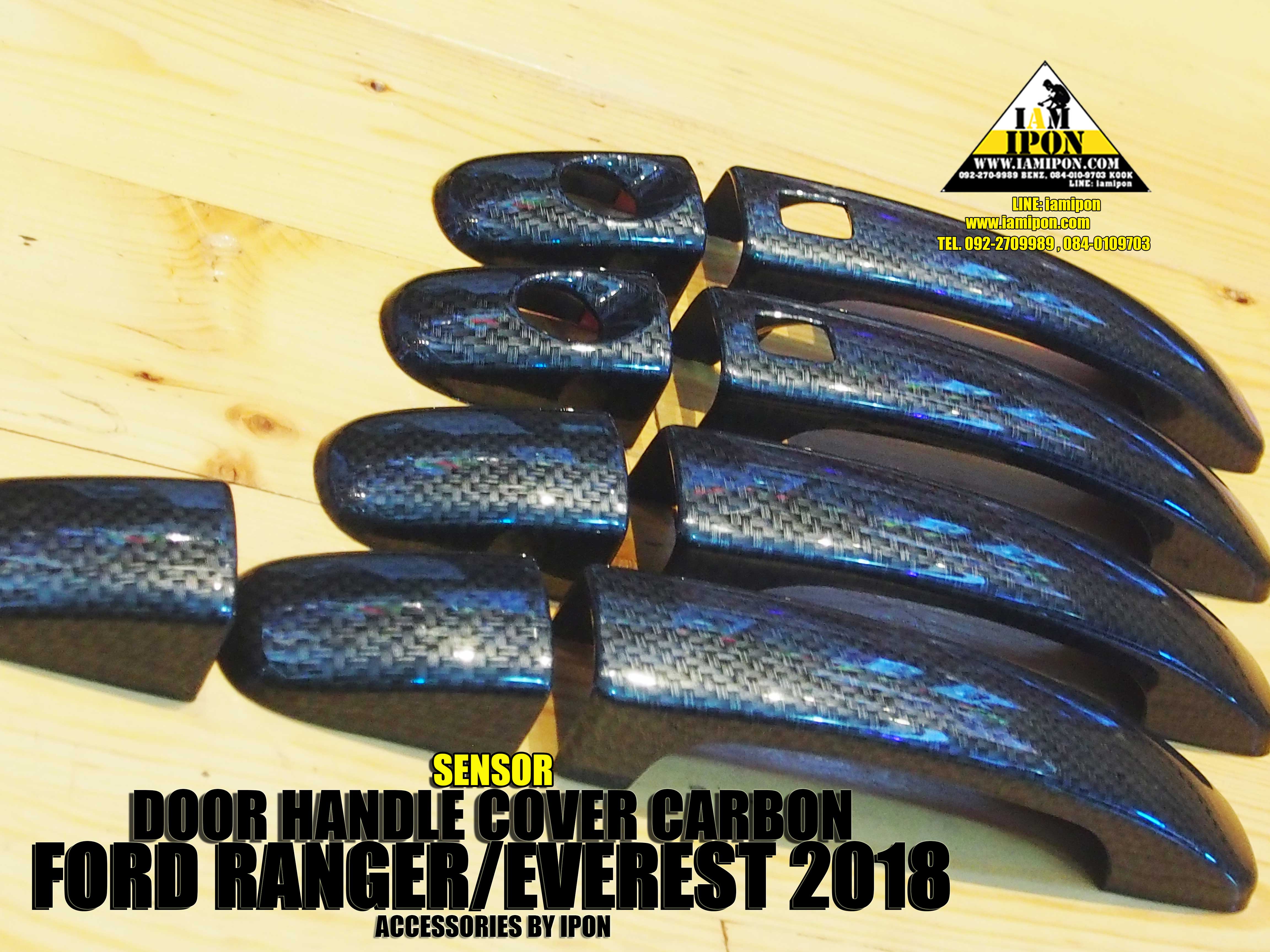 DOOR HANDLE FORD EVEREST CARBON ครอบมือจับคาร์บอนฟอร์ดเอเวอร์เรสต์ 2018 ( เว้าเซ็นเซอร์ )