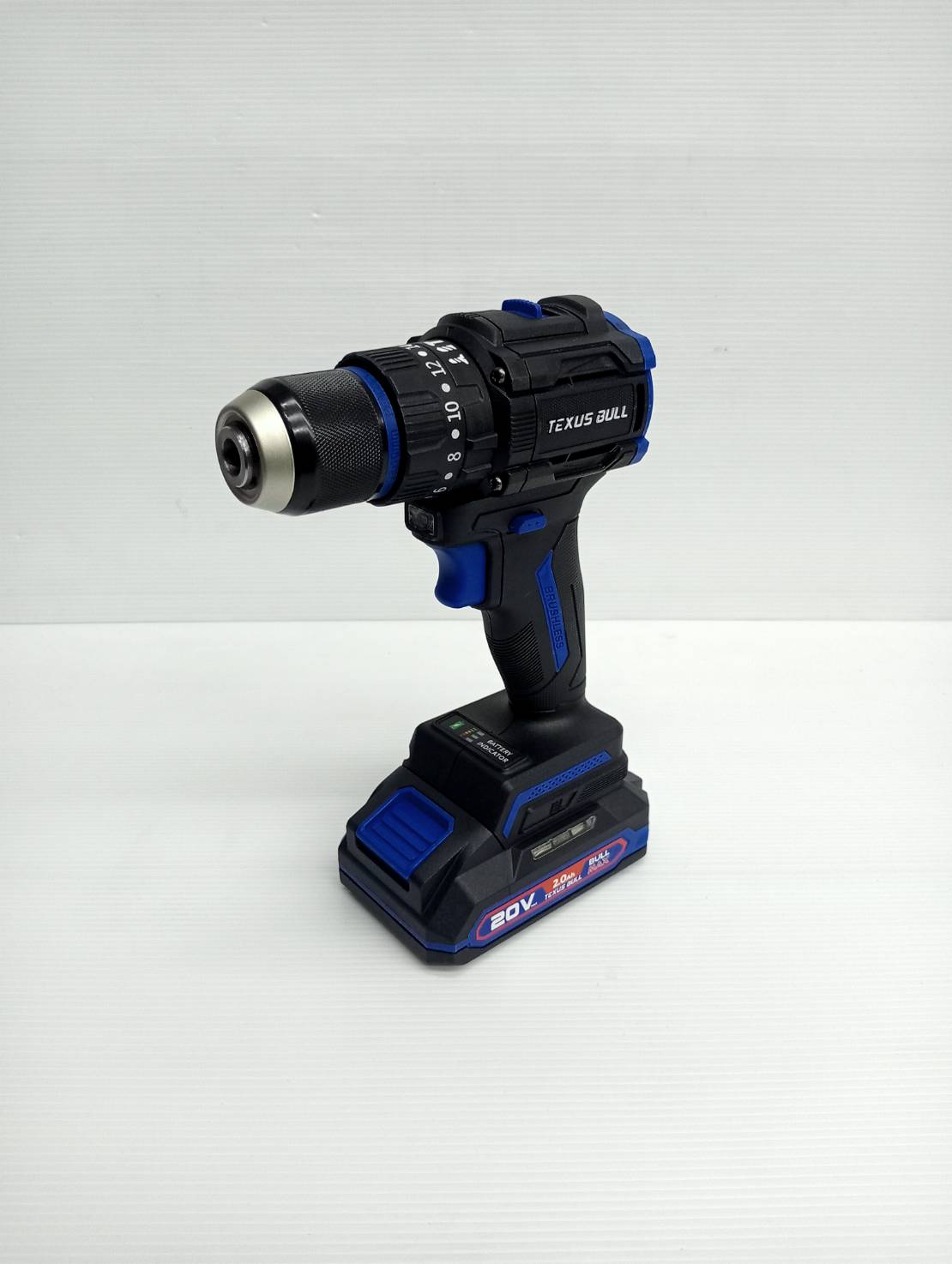 TEXUS BULL สว่านกระแทกไร้สาย คอสั้น 55Nm 20V แบตเตอรี่ 2.0Ahx2 Impact Drill TX-9633
