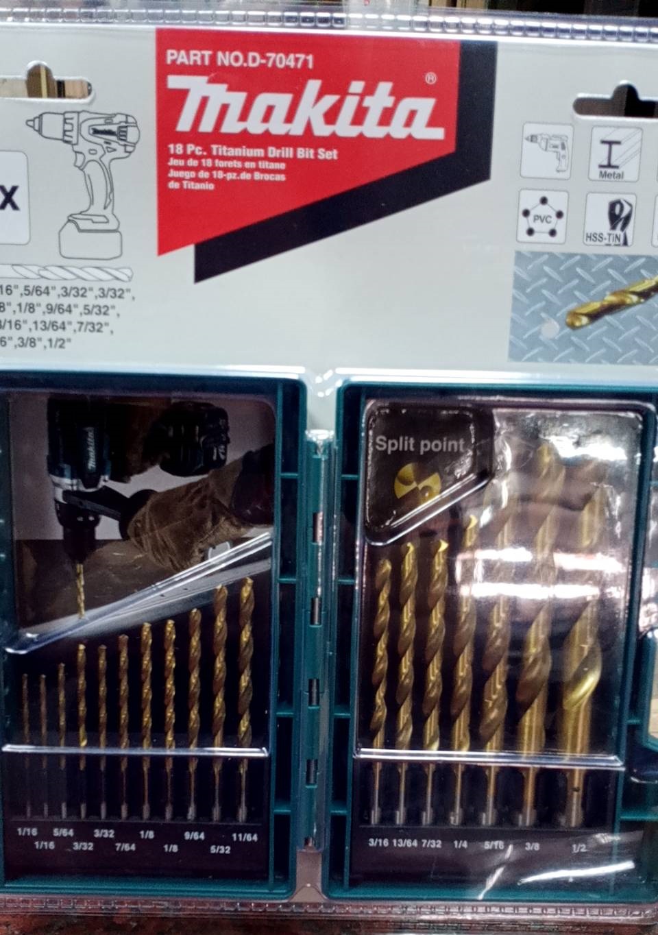 ชุดดอกสว่านHSS-TIN 18ตัวชุด 1/16"-1/2" D-70471 MAKITA