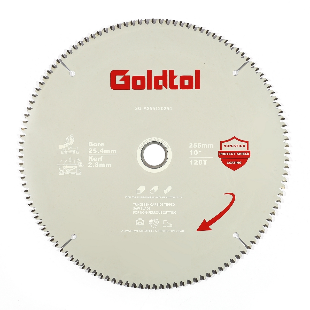 Goldtol ใบเลื่อยตัดอลูมิเนียม ฟันTCT 10"x120T