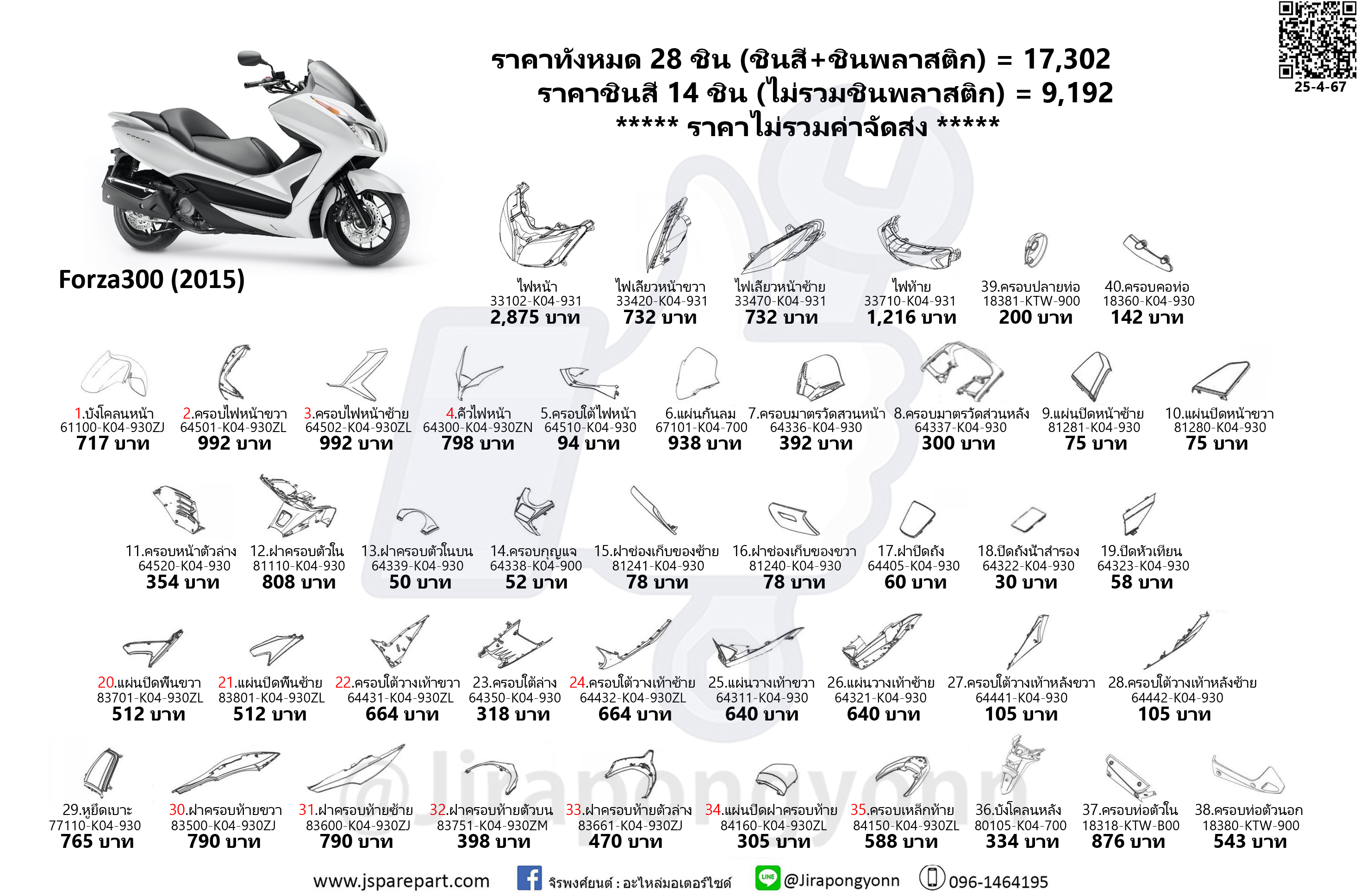 ชุดสี Forza300 ปี 2015 แท้ เบิกศูนย์