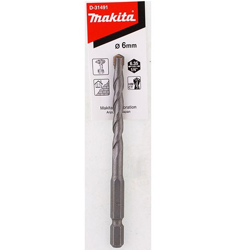 ดอกสว่านเจาะปูน ก้านหกเหลี่ยม 6mm. MAKITA #D-23802