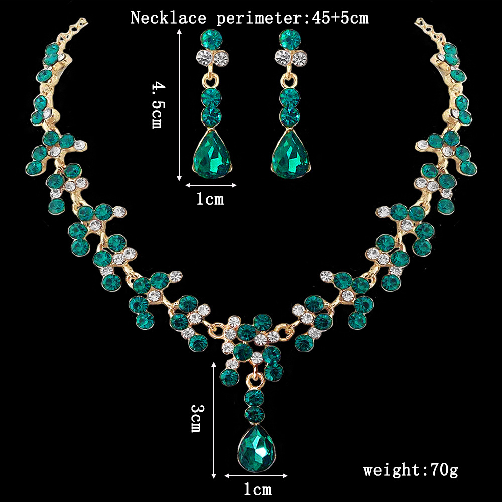 SET011 สีเขียว เครื่องประดับ 3 ชิ้น มงกุฎ สร้อยคอ ต่างหู จัดเซทสวยงาม สินค้าพร้อมส่งจากไทย