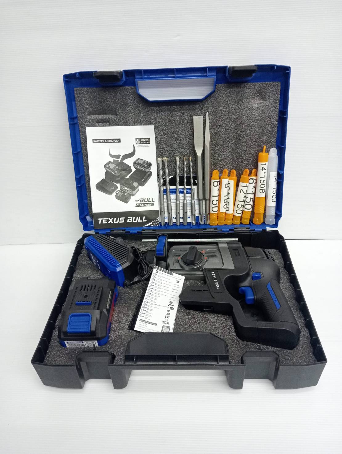 TEXUS BULL สว่านโรตารี่ไร้สาย 26มม. 3ระบบ 20V Rotary Hammer TX-9413 (ครบชุดพร้อมแบต 6.0Ah.)