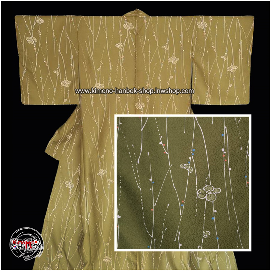 ชุดกิโมโนสีเขียวลาย01