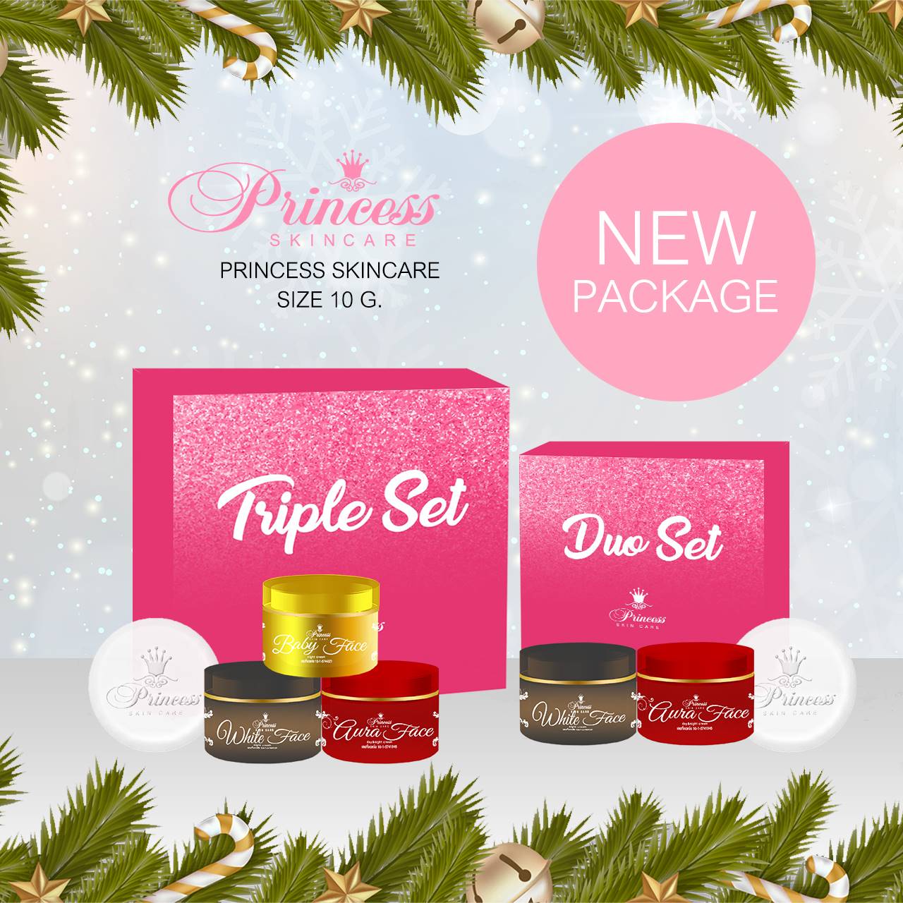 ครีมหน้าขาว หน้าเงา หน้าเด็ก Princess Skin Care PSC สุดยอดครีมหน้าใส มี 3 ตัว หน้าขาว หน้าเงา หน้าเด็ก ขนาด 10 g (3 กระปุก 750 บาท ฟรีส่ง )