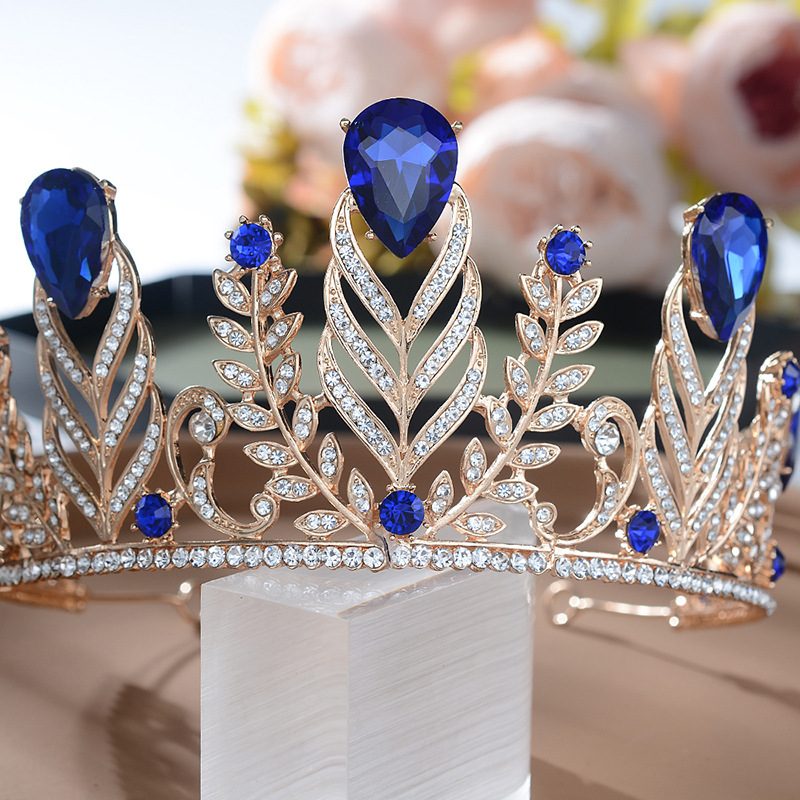 (พร้อมส่ง) เทียร่า 129 สีน้ำเงิน มงกุฎนางงาม มงกุฎเจ้าหญิง งานสวย ปราณีต QCเพชรทุกเม็ด สินค้าพร้อมส่งจากไทย