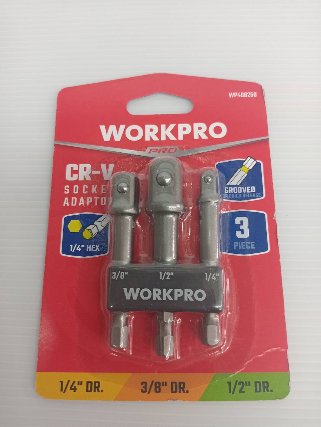 WORKPRO WP408250 ชุดอะแดปเตอร์ / ก้านหกเหลี่ยม - 1/4 นิ้ว 3/8 นิ้ว 1/2 นิ้ว (3 ชิ้น)