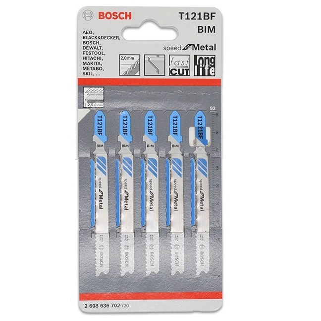 2608636702 BOSCH T121BF ใบเลื่อยจิ๊กซอว์ตัดเหล็ก (5 ใบ/แพค)