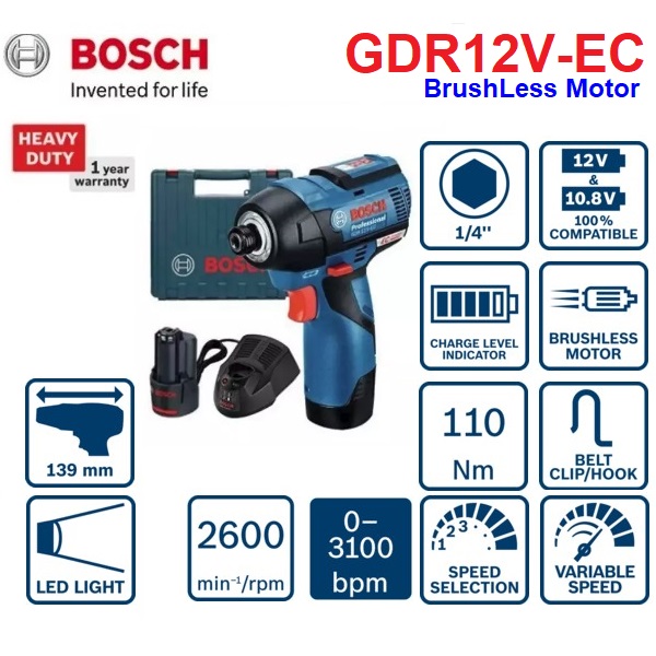 ไขควงกระแทกไร้สาย GDR12V-EC BOSCH