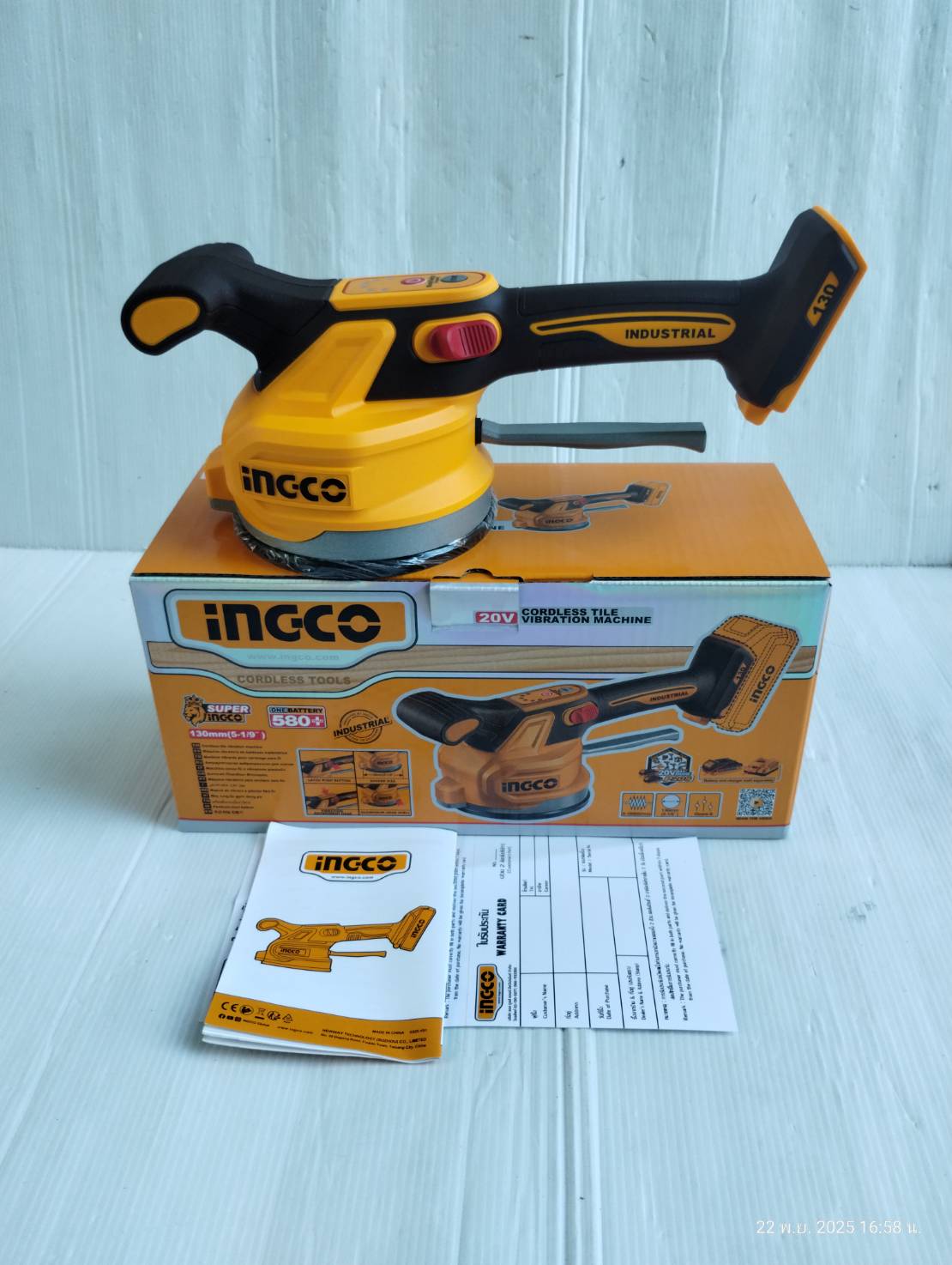 INGCO เครื่องดูดสั่นกระเบื้องไร้สาย รุ่น CTVLI2001