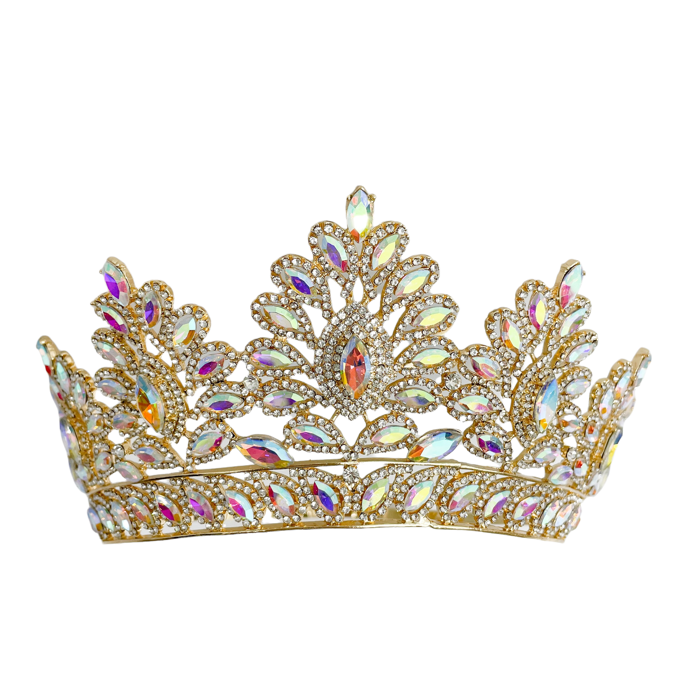 (พร้อมส่งจากไทย) มงกุฏ 095 สีทองเพชรรุ้ง มงกุฎนางงาม มงกุฎเพชร มงกุฎประกวด สินค้าพร้อมส่ง ไม่ต้องรอนาน งานพรีเมี่ยม