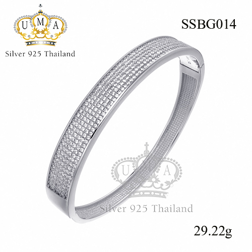 กำไลเงินแท้925ประดับเพรชแท้สวิส เกรดดี น้ำใส