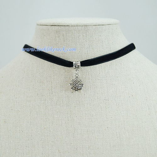 สายรัดคอ (Chocker) Punk จี้ใยแมงมุม