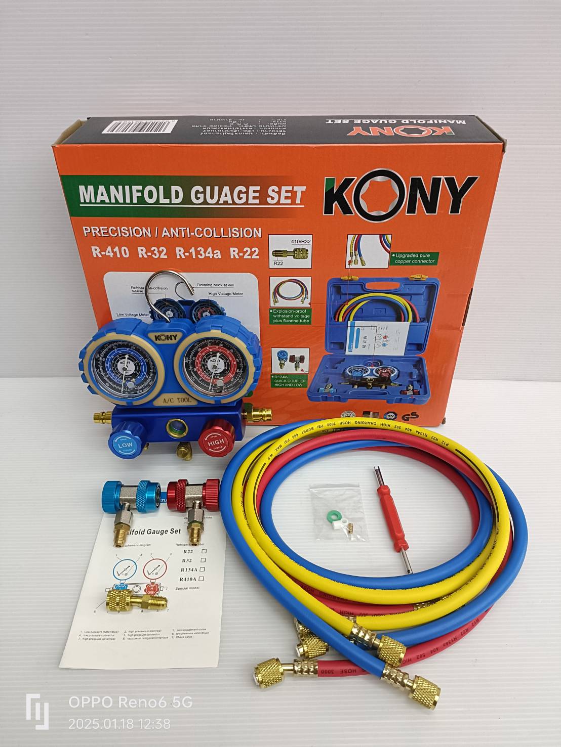 KONY เกย์ชาร์จ36" กระเป๋าพร้อมข้อต่อ 134A R32-410 ใช้ได้กับแอร์ทุกรุ่น รุ่น AM-130-1