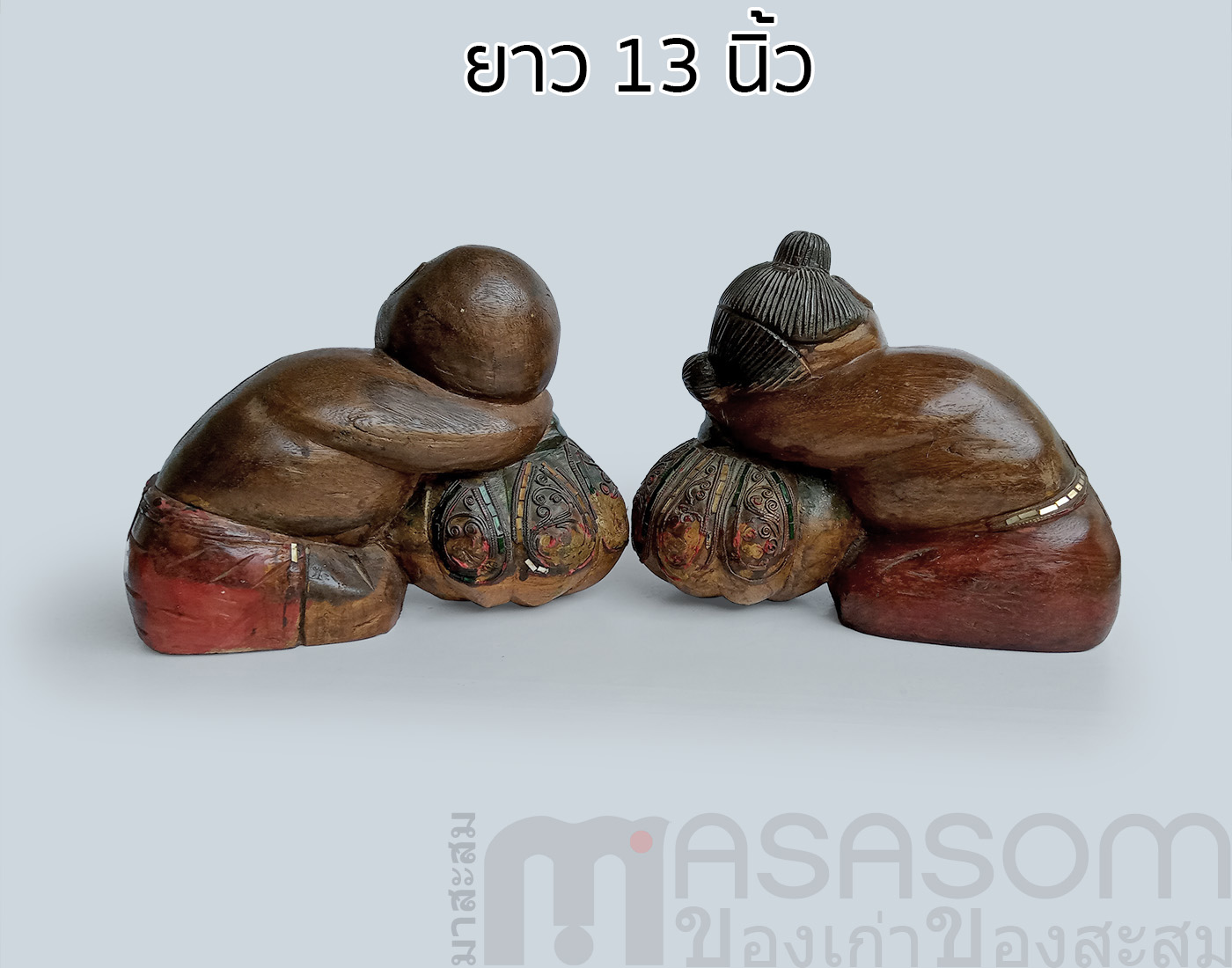 ตุ๊กตาไม้แกะสลักเด็กจีนนั่งหนุนแตง