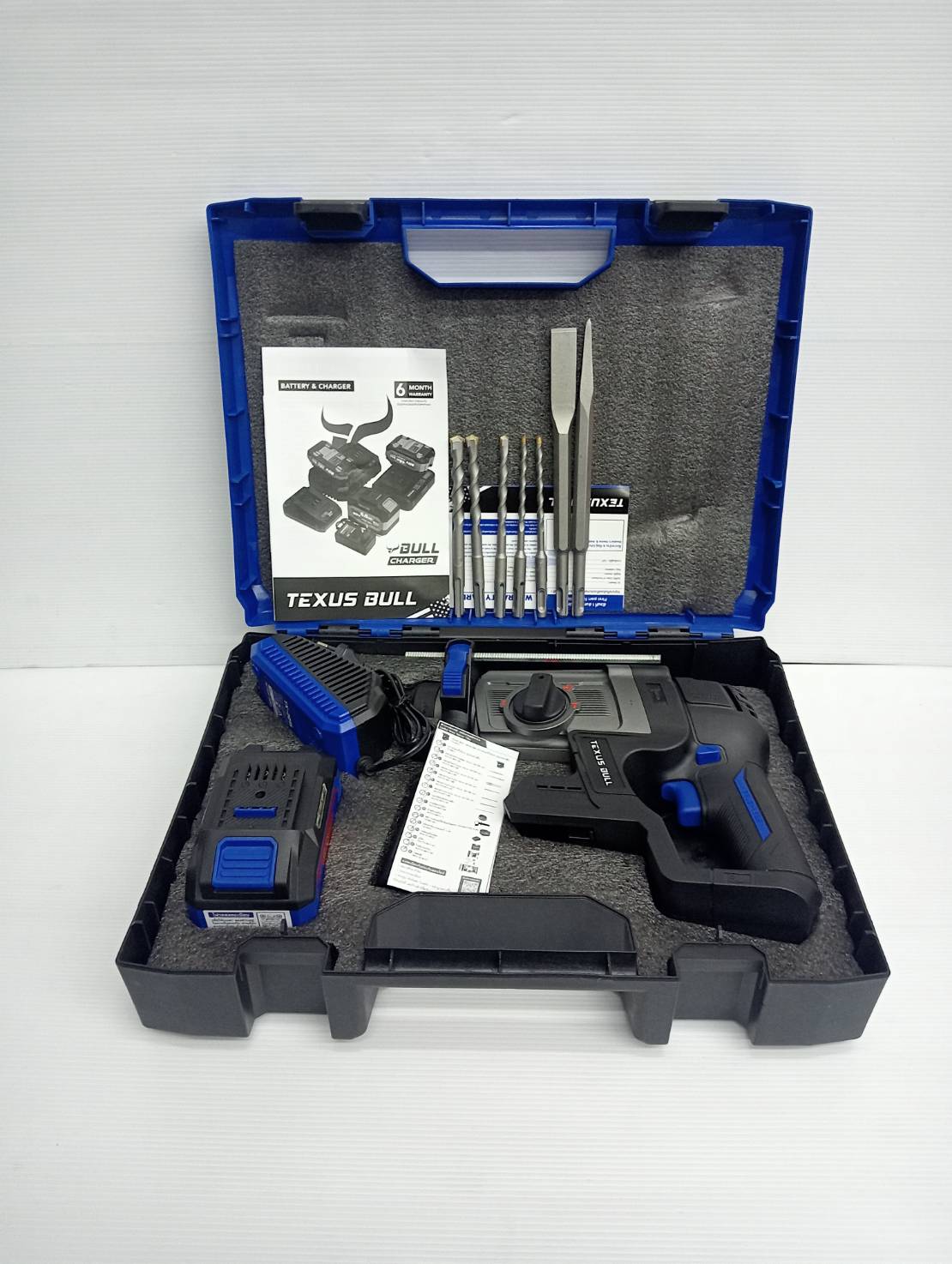 TEXUS BULL สว่านโรตารี่ไร้สาย 26มม. 3ระบบ 20V Rotary Hammer TX-9413 (ครบชุดพร้อมแบต 6.0Ah.)