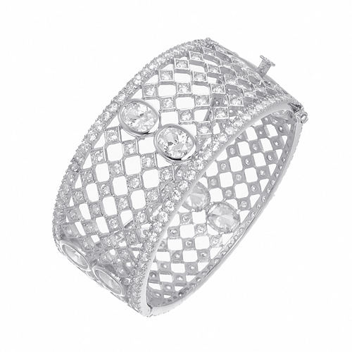 กำไลเงินแท้925ประดับเพรชแท้สวิส เกรดดี น้ำใส