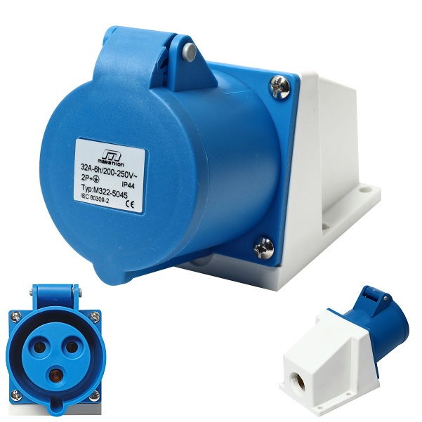 ปลั๊กพาวเวอร์ ตัวเมีย ติดผนัง 32A 2P+E 220V MARATHON IP44