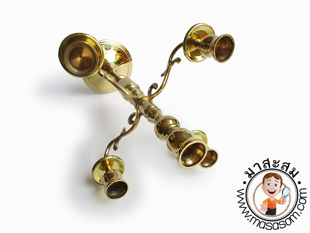 เชิงเทียนทองเหลือง5ช่อ 14 นิ้ว