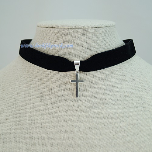 สายรัดคอ (Chocker) Punk จี้กางเขน