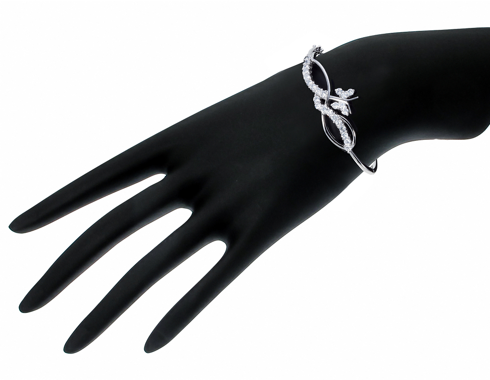 กำไลเงินแท้925ประดับเพรชแท้สวิส เกรดดี น้ำใส