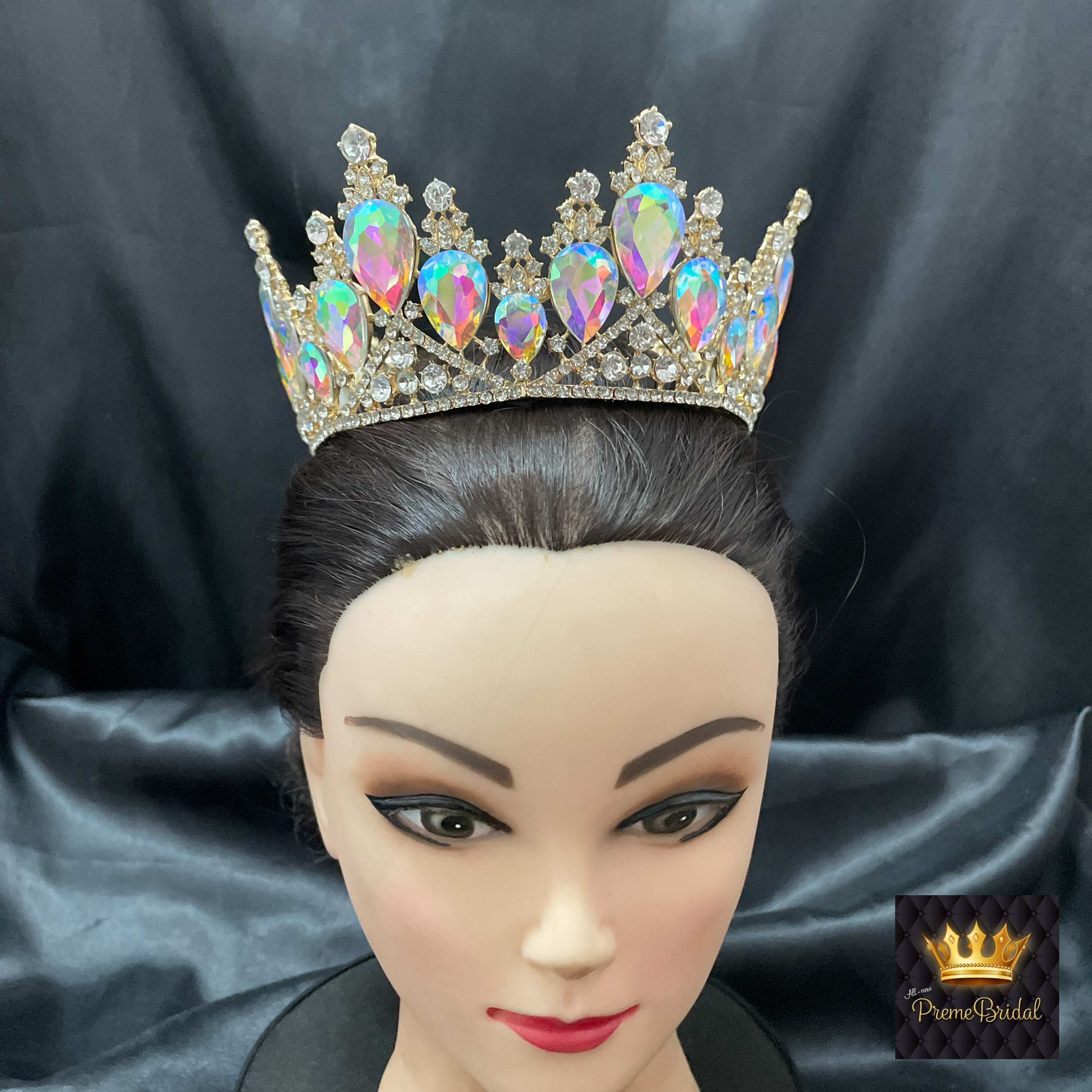 (พร้อมส่ง) มงกุฏ 049 สีรุ้ง-ทอง มงกุฎนางงาม มงกุฎประกวด งานดี เกรดพรีเมี่ยม จัดส่งจากไทย ไม่ต้องรอนาน