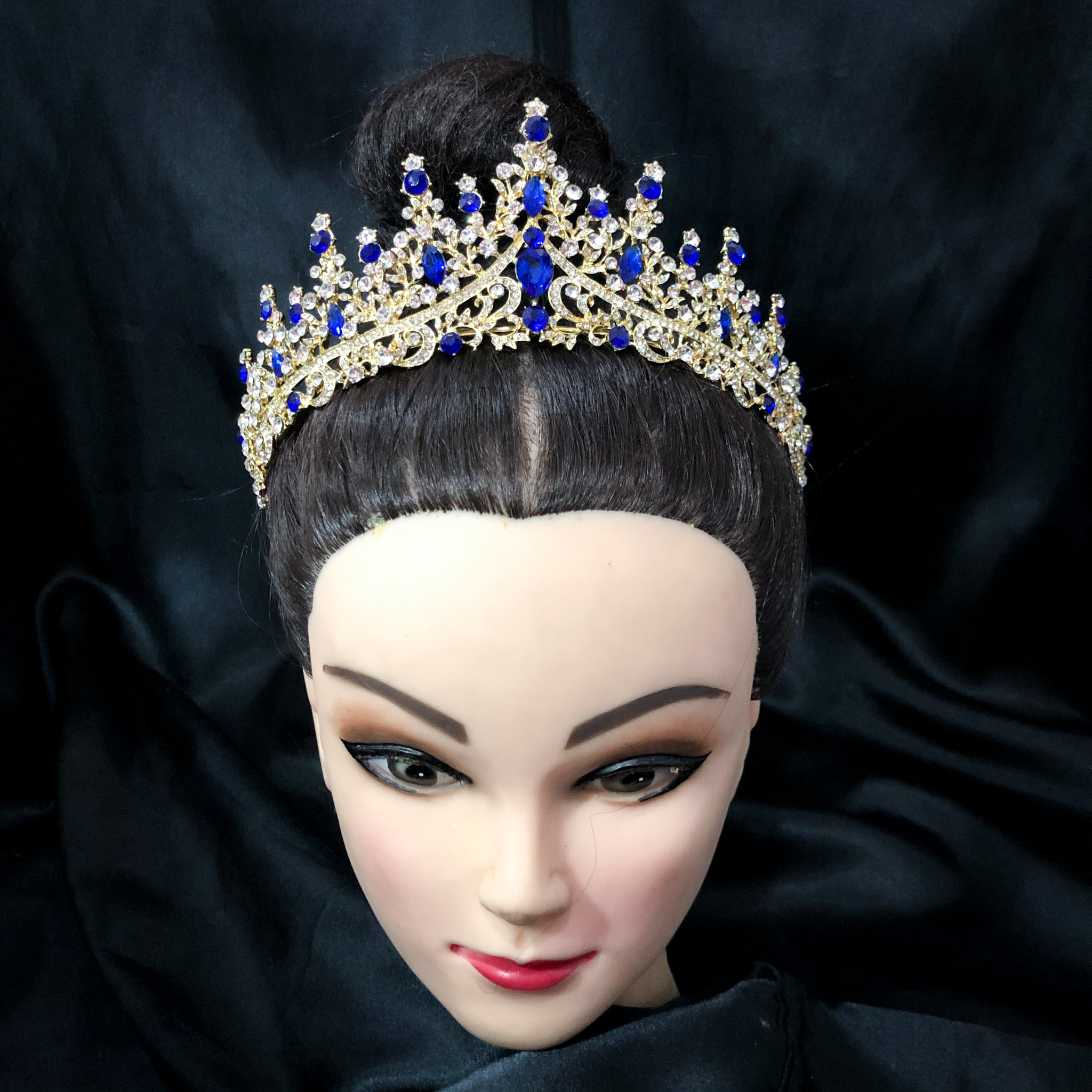 (พร้อมส่ง) เทียร่า 273 สีน้ำเงิน มงกุฎนางงาม มงกุฎเจ้าหญิง งานสวย ปราณีต QCเพชรทุกเม็ด สินค้าพร้อมส่งจากไทย