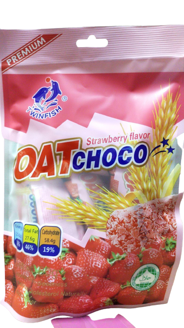 Oat Choco ขนมข้าวโอ๊ตอัดแท่ง ห่อเล็ก มี 4 รสชาติ ปริมาณ 80 กรัม เหมาะกับคนที่รักสุขภาพ อร่อย ครบรส รสสตอเบอรี่ Twinfish ข้าวโอ๊ตอัดแท่ง ธัญพืชจากธรรมชาติ พลังงานสูง ไขมันคอเลสเตอรอลต่ำ จุ่มนมหรือจิบชากาแฟมื้อเช้า บ่าย อร่อยทุกรส
